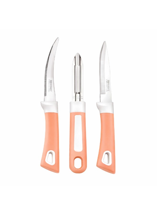 ديسينت ديسنت 3 بيسز كيتشن نايف سِت – نون ستك نايف سِت وِذ آوت ستاند | ستينلس ستيل بليدز – رَست ريزِستَنت | بلاين نايف 21.2 سم، ليزر نايف 21.2 سم آند بيلَر 18.8 سم - Image 1